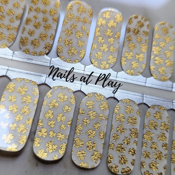 5 for $15 Nail Wraps- Gold Leaf Clover (transparent) - Picture 2 of 5